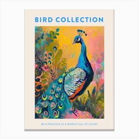 Colourful Brushstroke Peacock 9 Poster Canvas Print