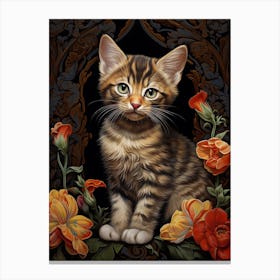 Floral Cat In Botanical Garden 1 Canvas Print