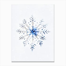 Winter Snowflake Pattern, Snowflakes, Minimalist Watercolour 5 Canvas Print