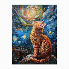 Cat Starry Night 1 Canvas Print