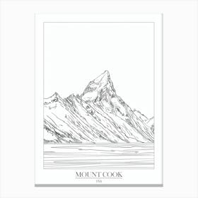 Mount Cook Usa Line Drawing 5 Poster Canvas Print