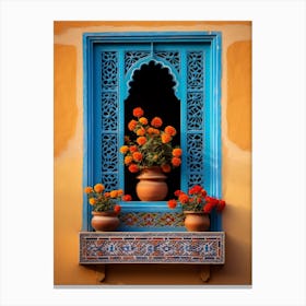 Moroccan Window With Flowers Canvas Print