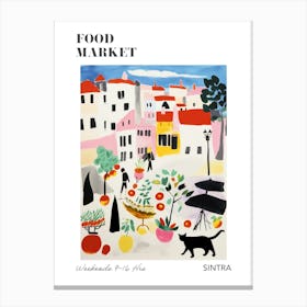 The Food Market In Sintra 1 Illustration Poster Canvas Print