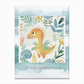 Archaeopteryx Dinosaur Muted Pastels Pattern 4 Poster Canvas Print