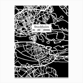Stockholm (Sweden) City Map — Hand-drawn map, vector black map Canvas Print