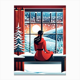 Christmas Window 9 vector art Canvas Print