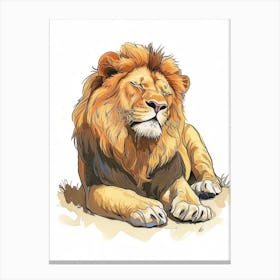 African Lion Resting In The Sun Clipart 2 Canvas Print