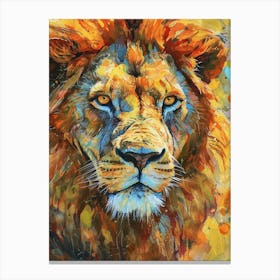 Transvaal Lion Portrait Close Up Fauvist Painting 1 Canvas Print