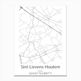 Sint Lievens Houtem,Belgium Minimalist Map Canvas Print