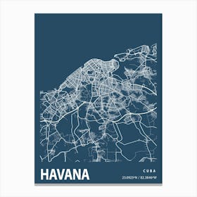 Havana Blueprint City Map 1 Canvas Print