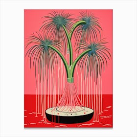 Pink And Red Plant Illustration Ponytail Palm 3 Canvas Print