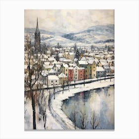 Vintage Winter Painting Inverness United Kingdom 2 Canvas Print