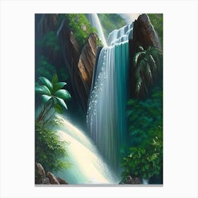Diamond Falls, Saint Lucia Peaceful Oil Art  Canvas Print