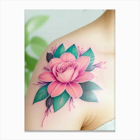 Pink Rose Tattoo Canvas Print