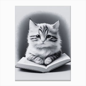 Cat Reading A Book Canvas Print