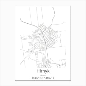 Hirnyk,Ukraine Minimalist Map Canvas Print