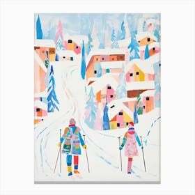 Gstaad   Switzerland, Ski Resort Illustration 3 Canvas Print