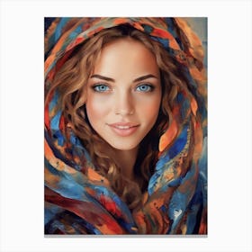 Portrait Of A Beautiful Woman High Quality Canvas Print