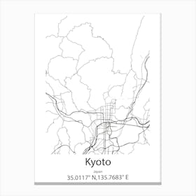 Kyoto,Japan Minimalist Map Canvas Print