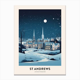 Winter Night  Travel Poster St Andrews United Kingdom 1 Canvas Print