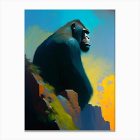 Gorilla On Top Of A Cliff Gorillas Bright Neon 1 Canvas Print