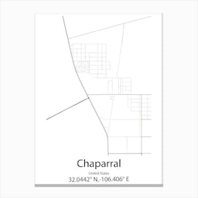 Chaparral,United States Minimalist Map 1 Canvas Print