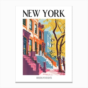Brooklyn Heights New York Colourful Silkscreen Illustration 1 Poster Canvas Print