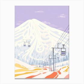 Niseko   Hokkaido, Japan, Ski Resort Pastel Colours Illustration 1 Canvas Print