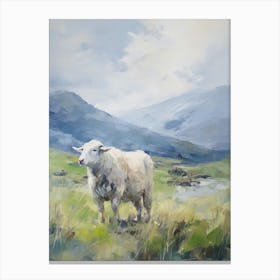 Highland Cow Walking Away From The River Canvas Print