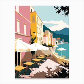 Amalfi, Italy, Flat Pastels Tones Illustration 6 Canvas Print
