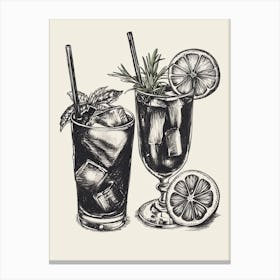 Sketch Of Two Cocktails Canvas Print