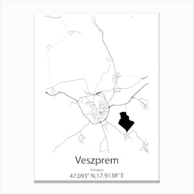 Veszprem,Hungary Minimalist Map Canvas Print