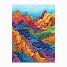 Colourful Mountain Illustration Poster Art Print 22 Canvas Print