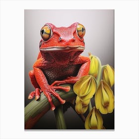 Red Tree Frog Botanical Realistic 1 Canvas Print