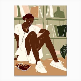 Illustration Of A Woman Sitting On The Floor Canvas Print