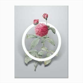 Vintage Agatha Rose in Bloom Minimalist Floral Geometric Circle on Soft Gray n.0162 Canvas Print