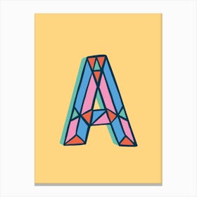 Letter A Typographic Canvas Print