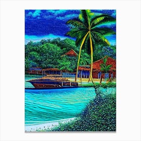 Bocas Del Toro Panama Pointillism Style Tropical Destination Canvas Print