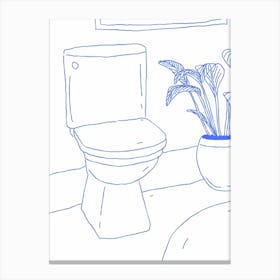 Bathroom Illustration  Blue Canvas Print