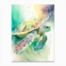 Entanglement Sea Turtle, Sea Turtle Storybook Watercolours 1 Canvas Print