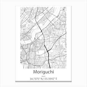 Moriguchi,Japan Minimalist Map Toile