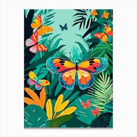 Colourful Butterfly Jungle v2 Canvas Print