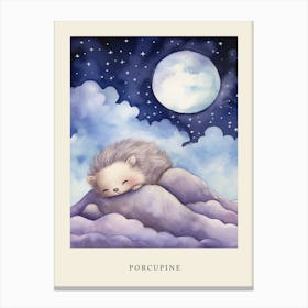 Baby Porcupine 1 Sleeping In The Clouds Nursery Poster Canvas Print
