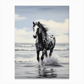 A Horse Oil Painting In  Maldives Beaches, Maldives, Portrait 3 Canvas Print