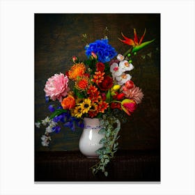 Colorful Flowers In A Vase Canvas Print