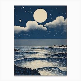 Moonlight Over The Ocean 3 Canvas Print