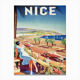 Nice France Vintage Travel Poster Canvas Print