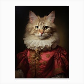 Cat In Red Medieval Clothing 2 Canvas Print