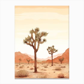  Minimalist Joshua Trees At Dusk In Desert Line Art 4 Canvas Print