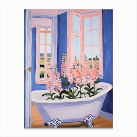 A Bathtube Full Of Foxglove In A Bathroom 3 Canvas Print
